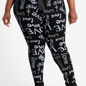 Love Print Raw Hem Skinny Jean